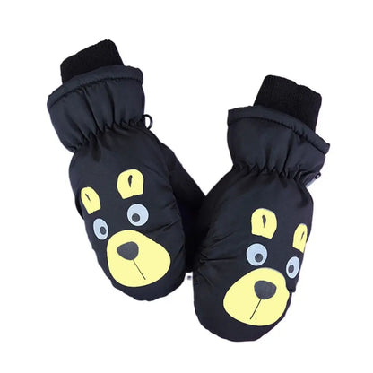 Guanti da sci per bambini con cartoni animati – Guanti da neve spessi e antivento (5–8 anni)