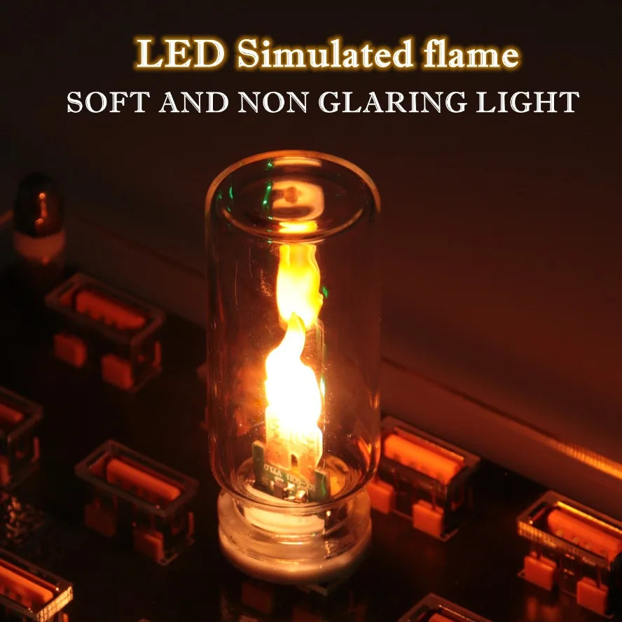 USB Flame Flickering LED Frosted Clear Glass Candle Night Light Simulated Flame for Car Home Room Laptop PC Festival Decoration