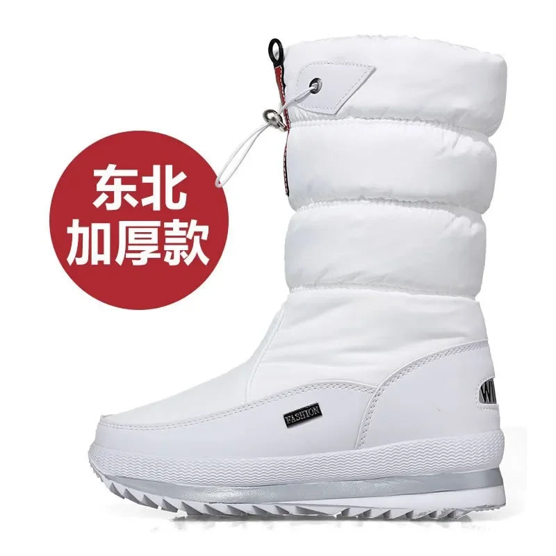 Women's Platform Snow Boots – Plush-Lined Mid-Calf Winter Boots with Side Zip
