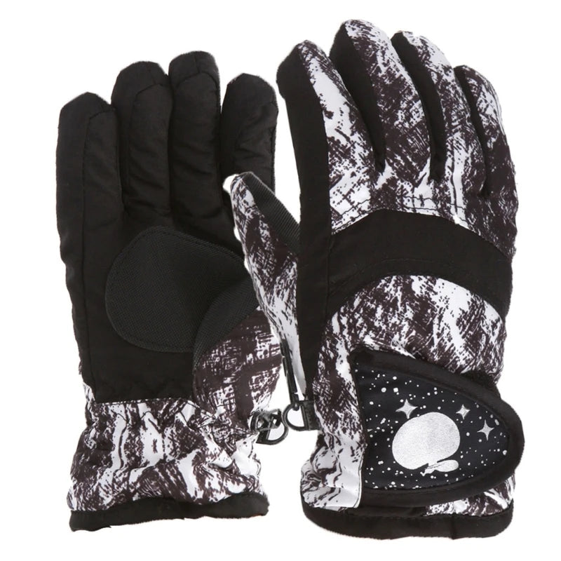 Kids' Adjustable Fleece-Lined Ski Gloves – Ages 3–7