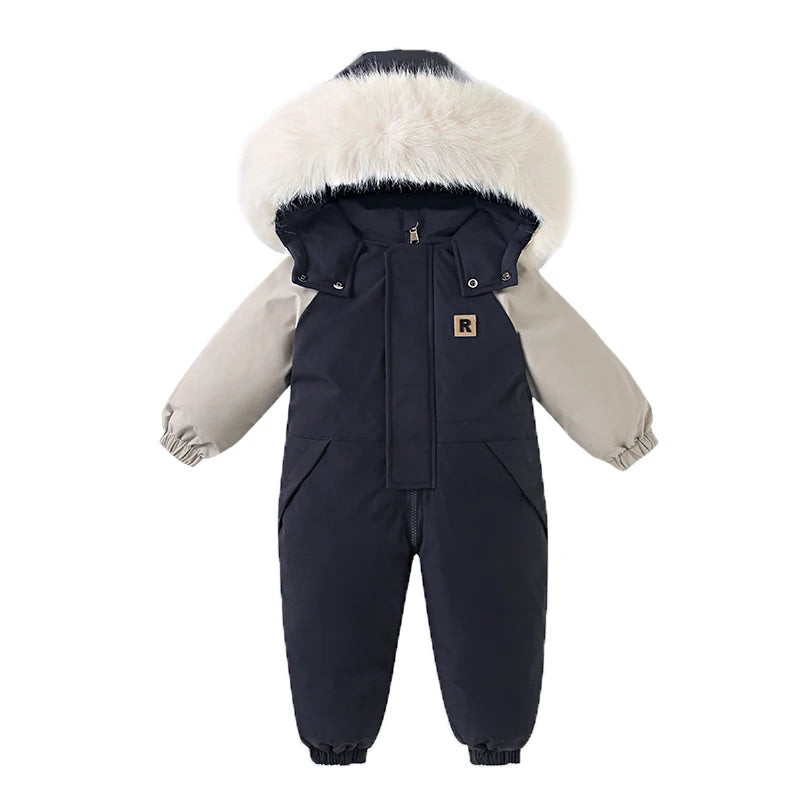 Children Ski Suit Winter Autumn Plus Velvet Boys Jumpsuit Warm Kids Clothes Waterproof Baby Overalls Hooded Girls Snowsuit 1-5Y