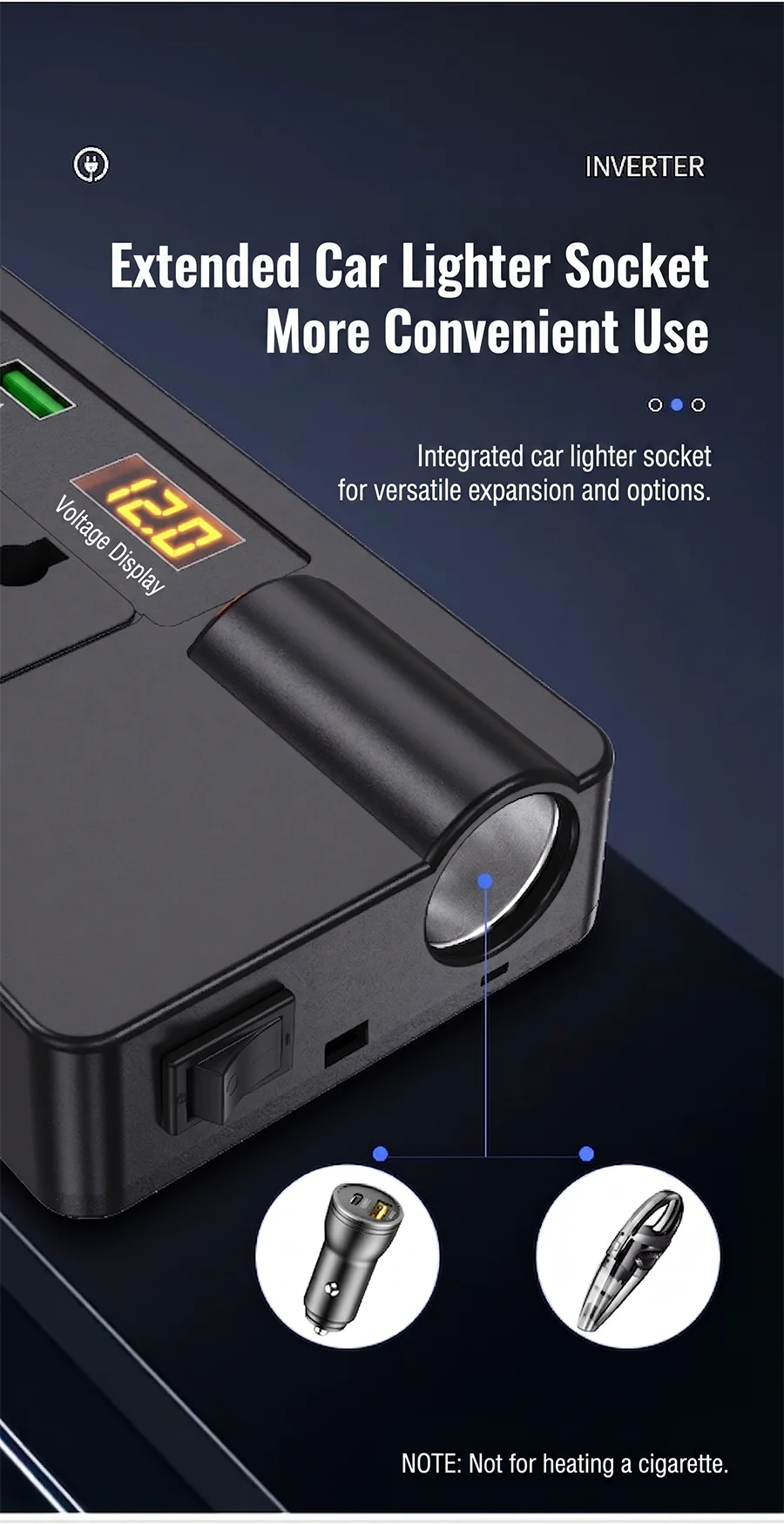 200W 12V to 220V Car Power Inverter
