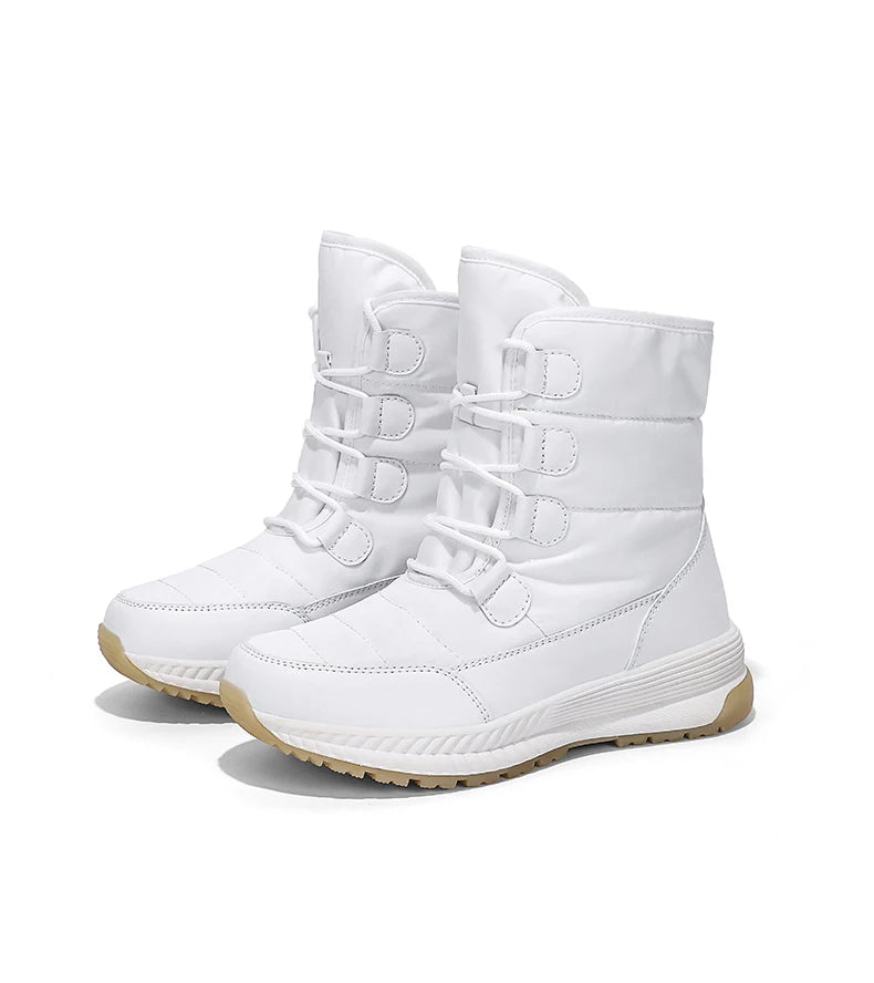 Women's Lace-Up Snow Boots – Plush-Lined Mid-Calf Winter Boots