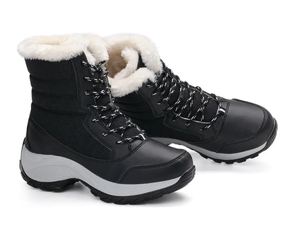 Botines de cuña con plataforma y forro de felpa para mujer AZGB