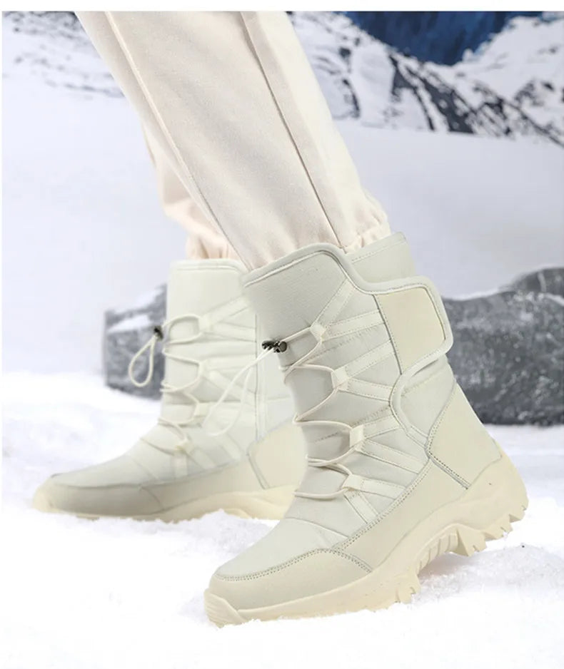 Brand Men's Winter Shoes Waterproof Men's Boots Warm Plush Couple Snow Boots Outdoor Non-slip Hiking Boots Men Work Ankle Boots