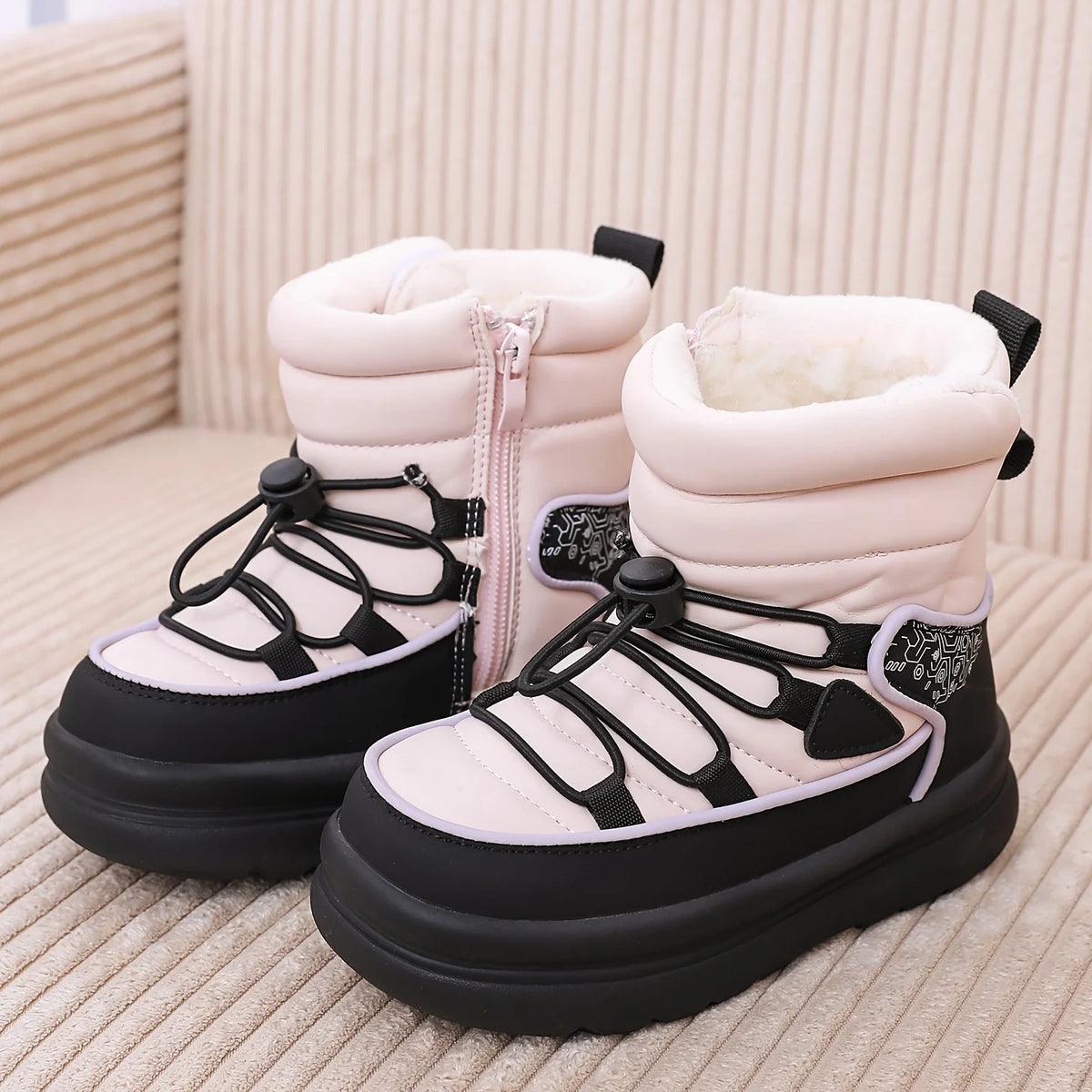 Girls' Pink Side-Zip Winter Ankle Shoes