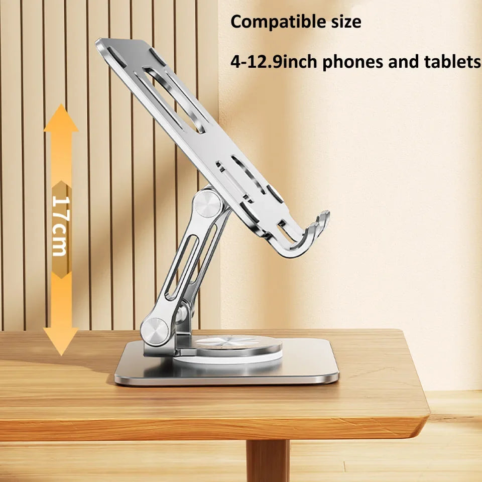 360° Rotation Tablet Stand – Adjustable Foldable Aluminum Holder for iPad Pro, Air, Mini & Phones