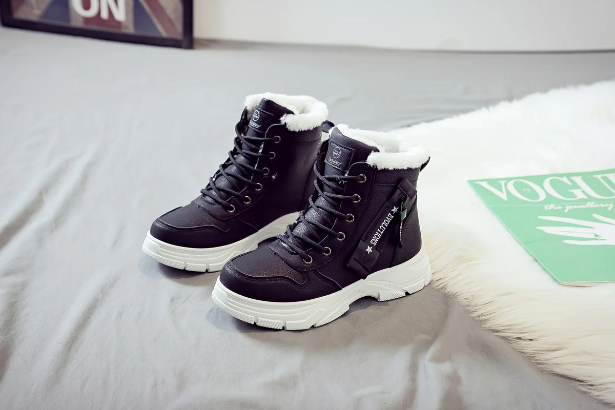 Winter Women Snow Boots Anti‑Slip Warm Fur Lined Martin Boots Casual Ankle Booties Fashion Outdoor Daily Wear Shoes