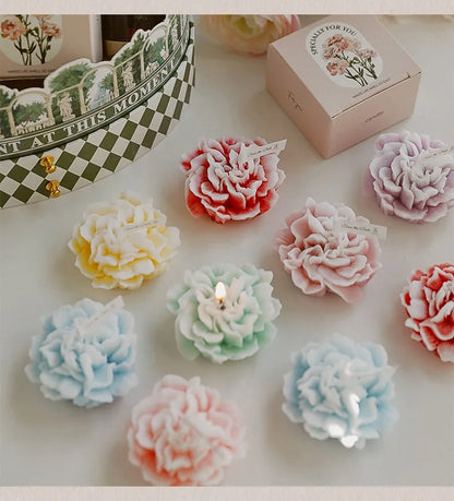 Candela artigianale in cera di soia a forma di garofano | 7 colori | Aromatica e profumata | Oggetto da foto per matrimoni, compleanni e feste