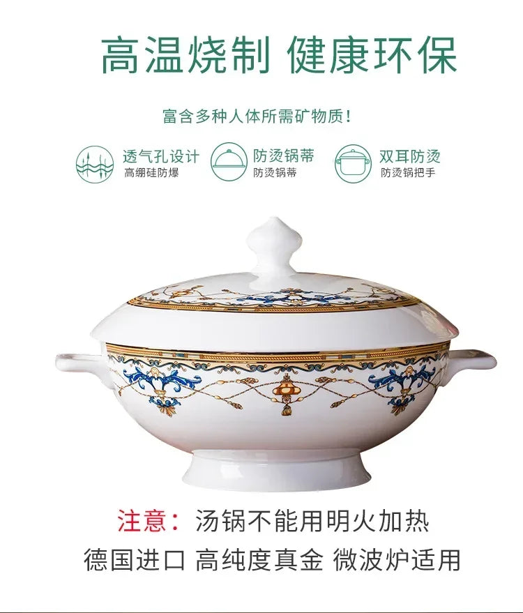 Floral Bone China Dinnerware Set, 56 or 60 Pieces