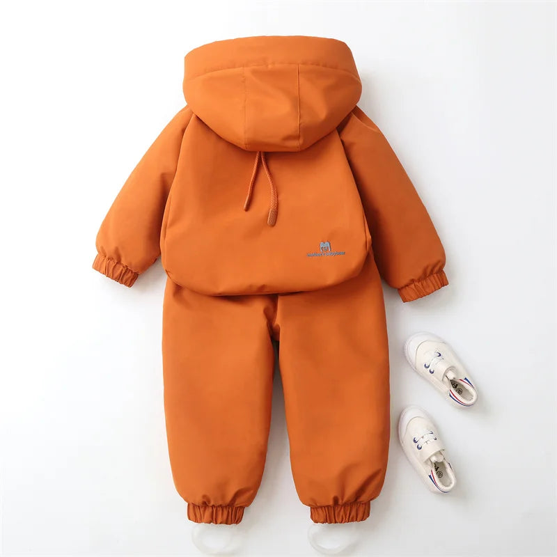 2Pcs Set Children Winter Ski Suit Coat + Backpack Thicken Baby Jumpsuit Warm Children Snowsuit Hooded Kids Clothes 1-5 Years