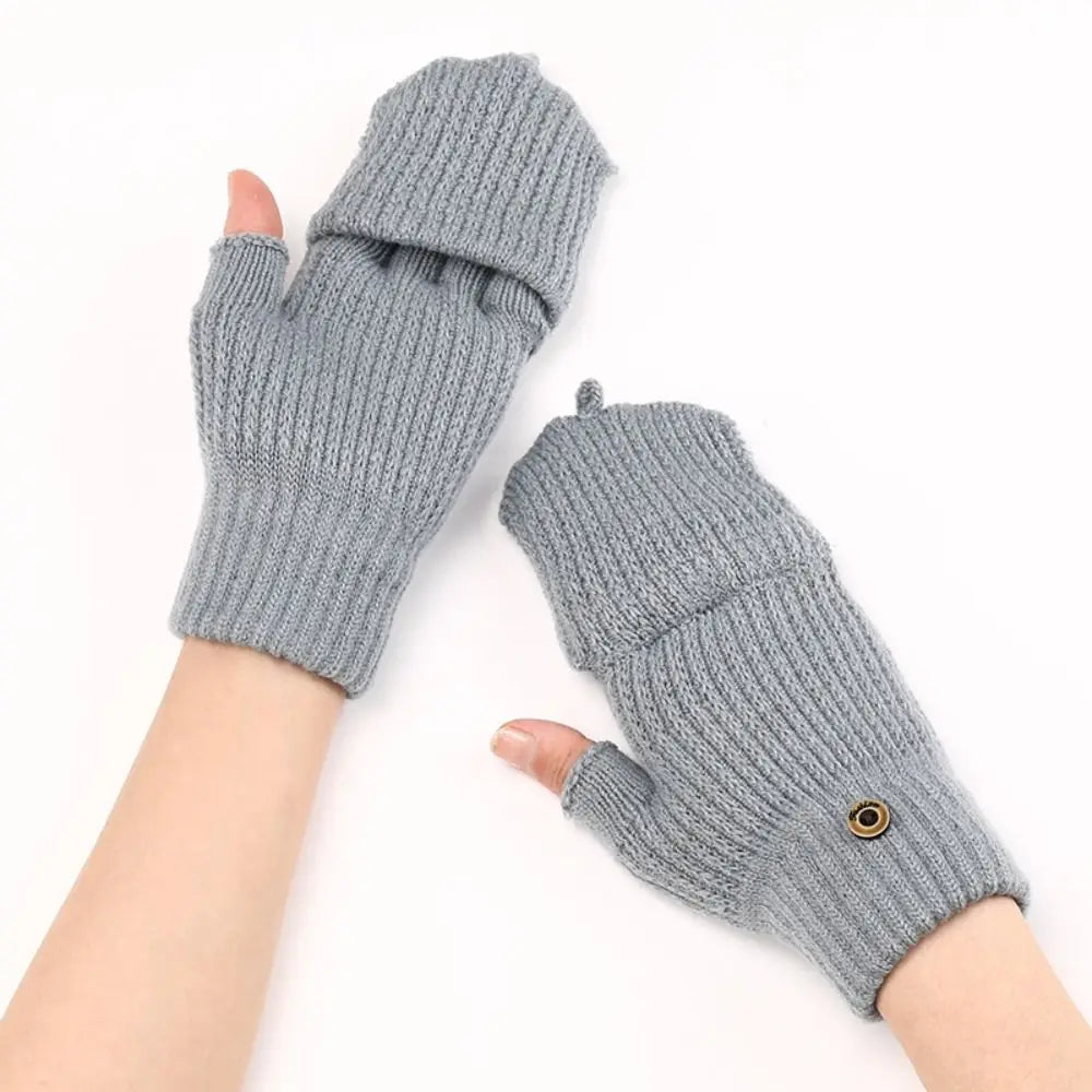 Knit Flip-Top Fingerless Mittens – Convertible Winter Gloves