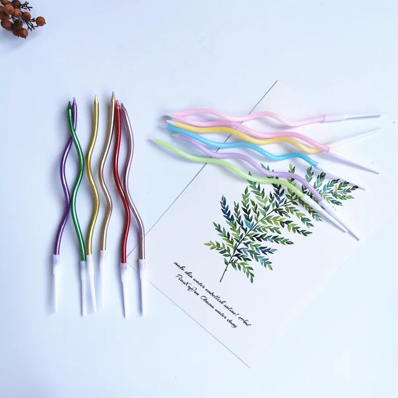 Birthday Cake Candles Smoke-Free Curved Cake Candles Curly Coil Candles Long For Birthday Cake Wedding Party Party Supplies