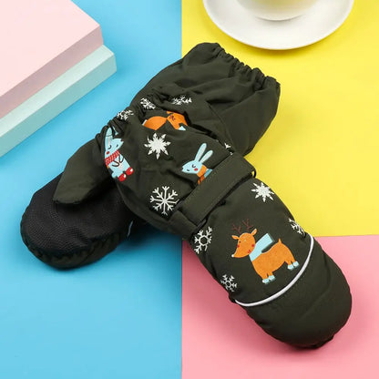 Muffole da sci a forma di coniglio per bambini – Spesse e calde muffole da neve (Età 2–6)