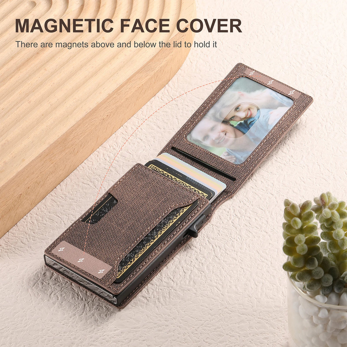 Push-Out Card Holder Wallet – Slim Faux Leather, Holds up to 12 Cards