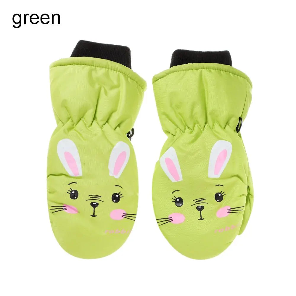 Kids' Bunny Snow Mittens – Velvet-Lined Toddler Ski Mittens