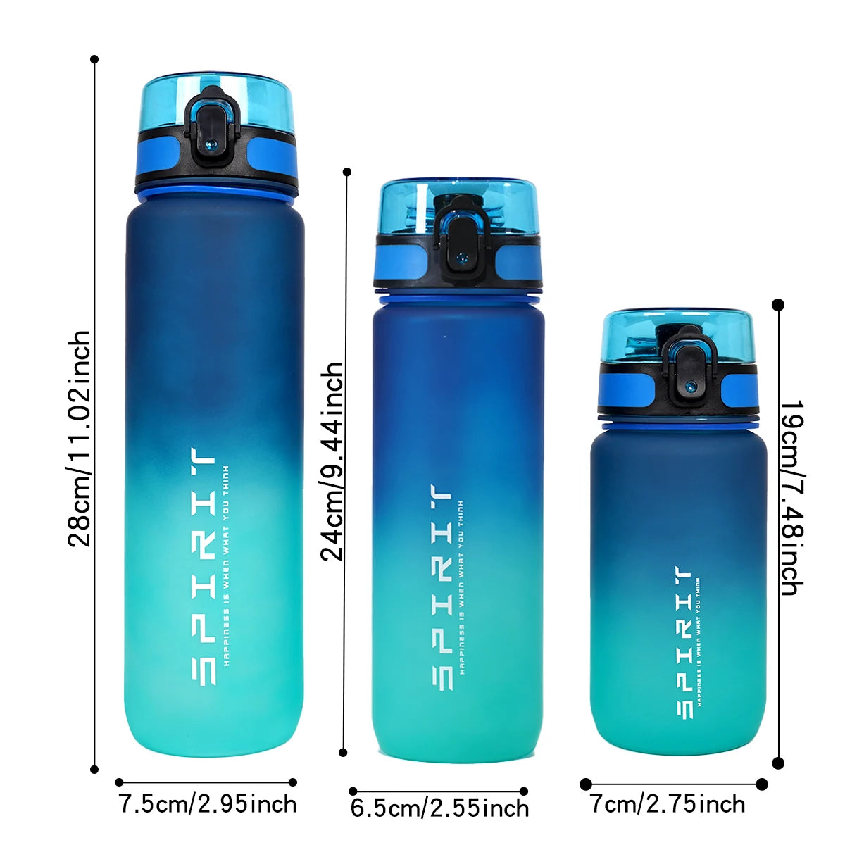 Gradient Water Bottle – BPA-Free, Large Capacity, Leak-Proof (600ml / 750ml / 1000ml)