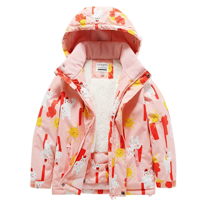 Children's Ski Suit Girls Boys Outdoor Thickened Waterproof Windproof Warm Teenager Ski Pants Equipment 100-165cm
