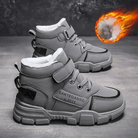 Kids' Plush-Lined Winter Boots – Platform Sole & Easy Strap