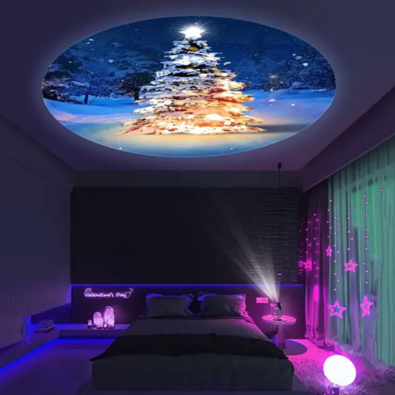 Mini USB Christmas Projector – Santa, Snowman & Tree Patterns