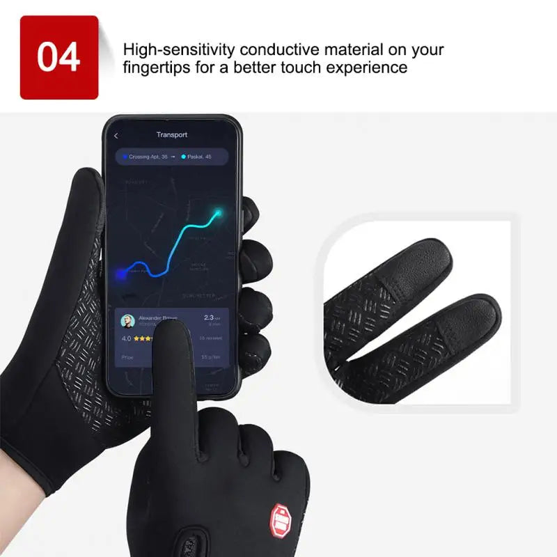 Men's Windproof Touchscreen Winter Gloves with Zip Cuff