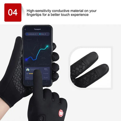 Guanti invernali antivento da uomo con touchscreen e polsino con cerniera