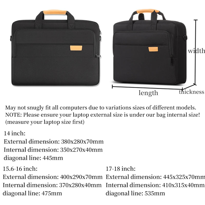 Men's Office Laptop Briefcase 15.6"-17.3" - Fits MacBook Pro 16, HP, Acer & Asus