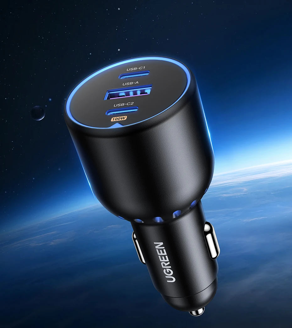 UGREEN 130W 3-Port USB-C Car Charger