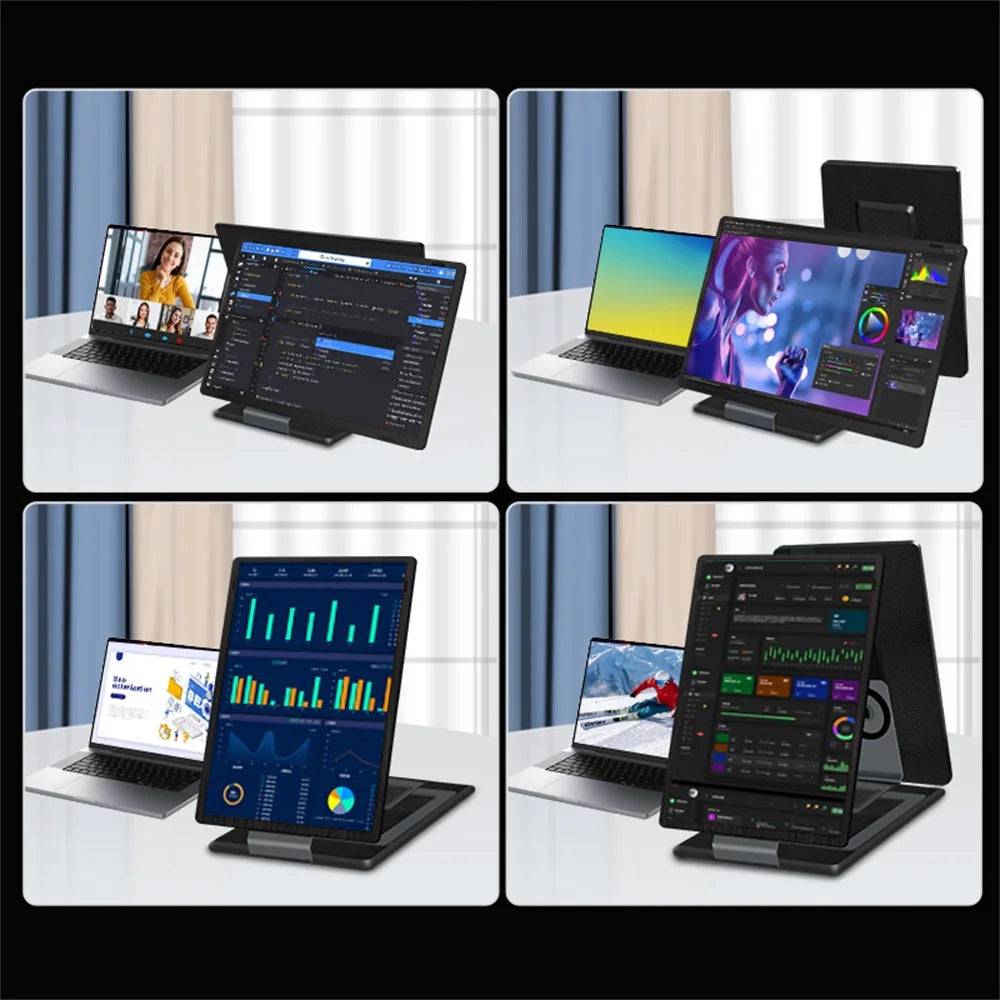 Rospider 16" 2.5K Portable Tri-Screen Monitor – Detachable Triple Screen Extender for Laptops, QHD IPS Display
