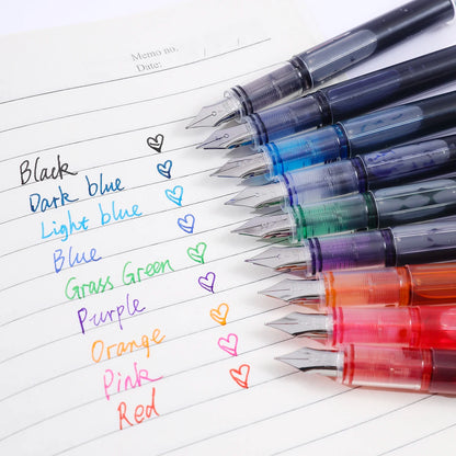Colourful Fountain Pens – 9-Pen Set, Extra Fine Nib