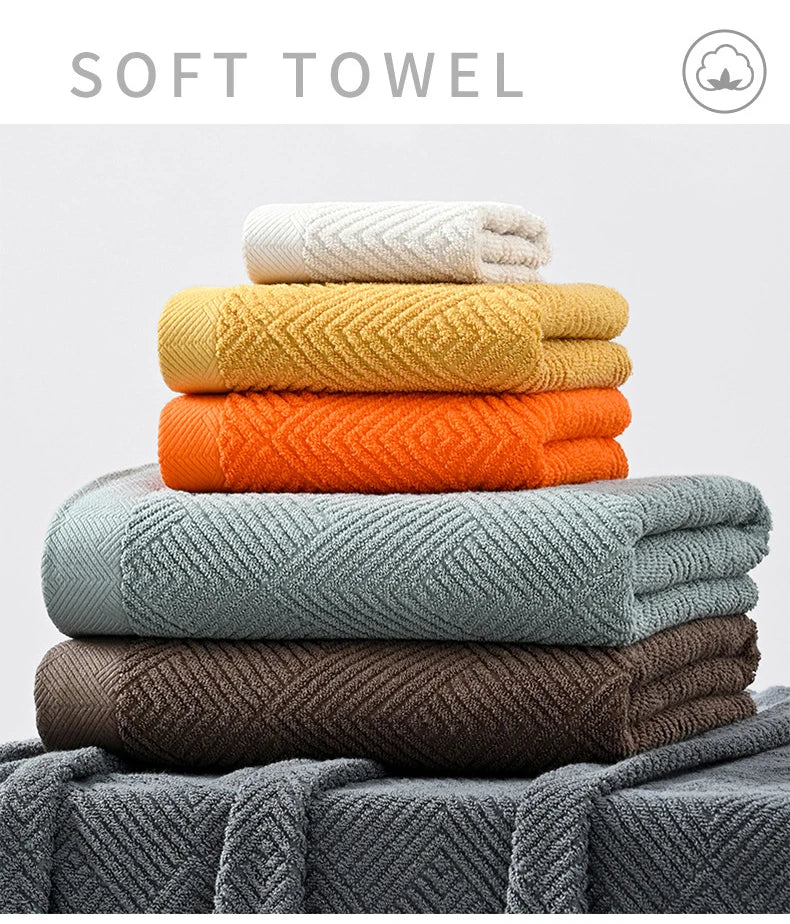 Twill Cotton 3-Piece Towel Set – Solid Colours, 550 g