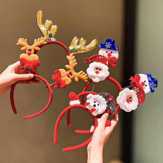 Lot de 5 serre-têtes de Noël motifs bonhomme de neige, renne et Père Noël - Accessoires de cheveux tendance pour le Nouvel An pour filles