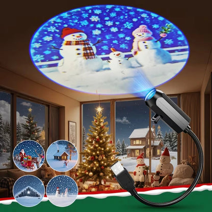 USB-Weihnachtsprojektorlampe mit flexiblem Schwanenhals – für Auto & Schreibtisch
