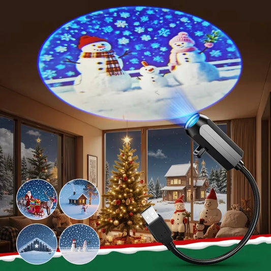 USB Christmas Projector Lamp with Flexible Gooseneck – Car & Desk
