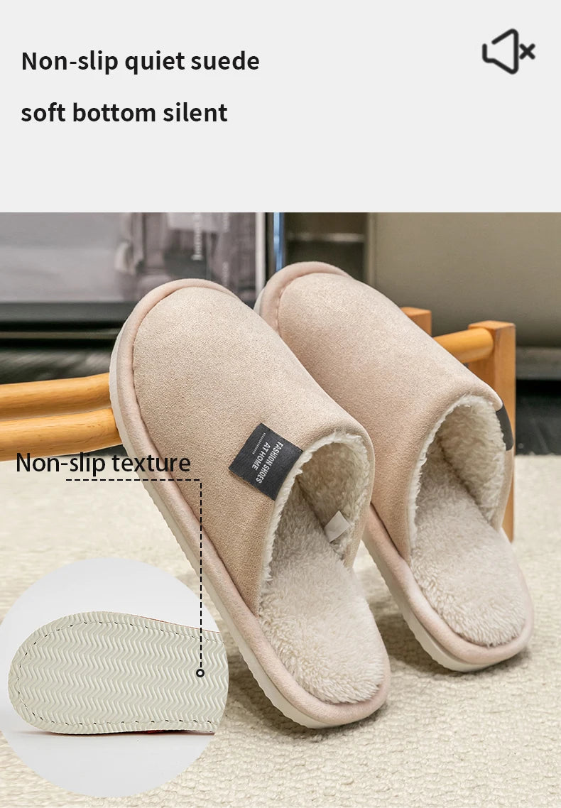 Men's Plush Winter Slippers – Warm Non-Slip House Shoes