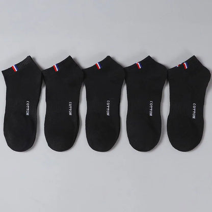 Men's Striped Cotton Ankle Socks – 5 or 10 Pairs, Black & White