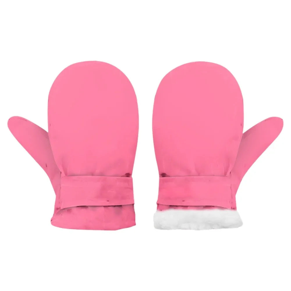 Kids' Fleece-Lined Snow Mittens with Anti-Lost Clip – Solid Colours
