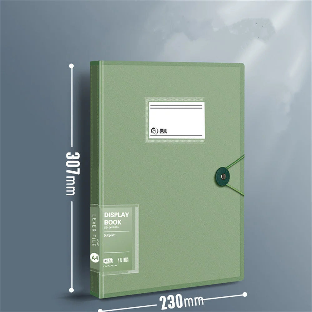 A4 File Folder 30 Pages Transparent Insert Paper Document Organizer Waterproof Booklet Information Books Office School Supplies