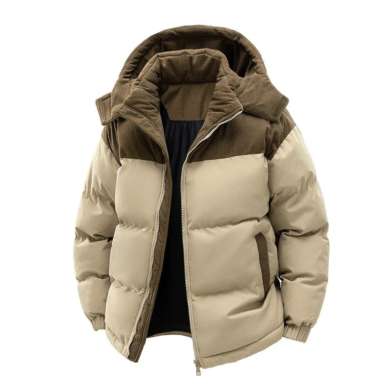 Men's Winter Jacket Hooded Casual Warm Cotton Jacket Thickened Fleece Lined Zipper Front Parka Winter Cold-Proof Coat 2026