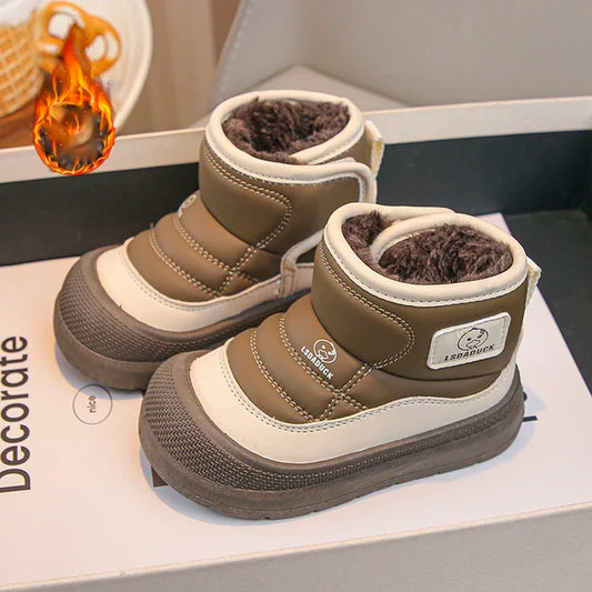 Kids' Low-Cut Plush-Lined Winter Boots with Easy Closure