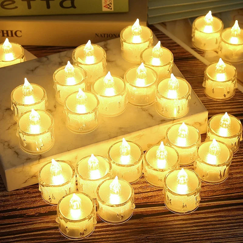 LED Flameless Pillar Candles Realistic Flickering Plastic Candle Night Light for Home Party Wedding Christmas Halloween Decor ﻿