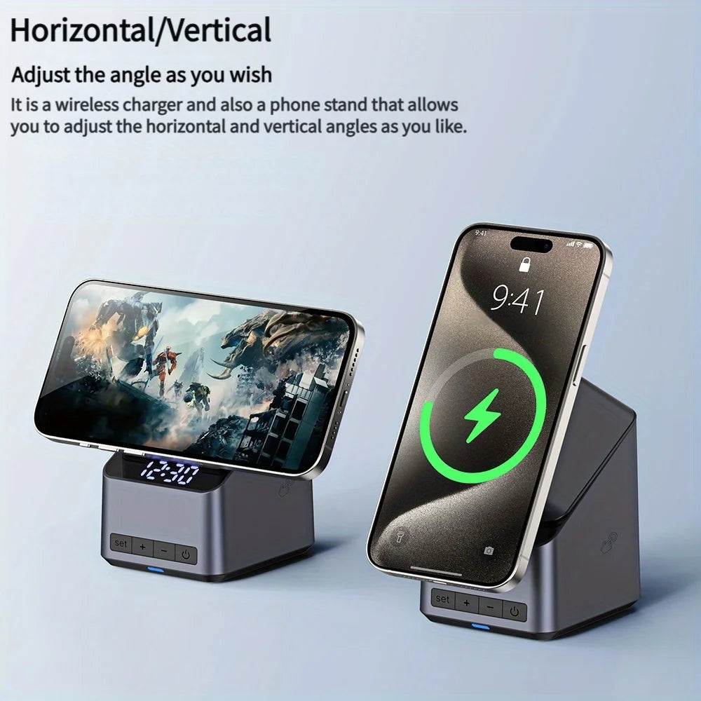 4-in-1 Magnetic Charging Station with Digital Clock