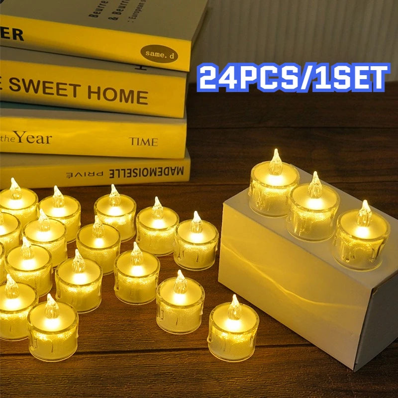 LED Flameless Pillar Candles Realistic Flickering Plastic Candle Night Light for Home Party Wedding Christmas Halloween Decor ﻿