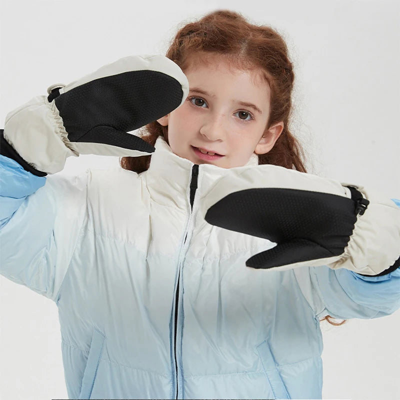 Kids' Waterproof Ski Mittens with Long Cuffs – Ages 6 to 12