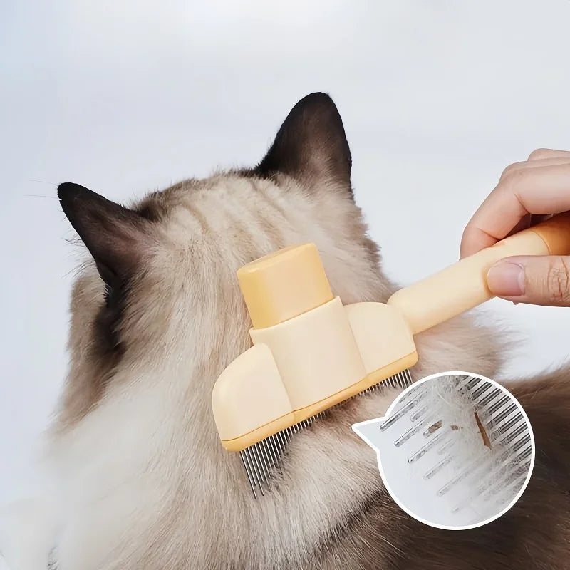 Self-Cleaning Pet Grooming Comb – Push-Button Hair Remover Brush for Dogs & Cats