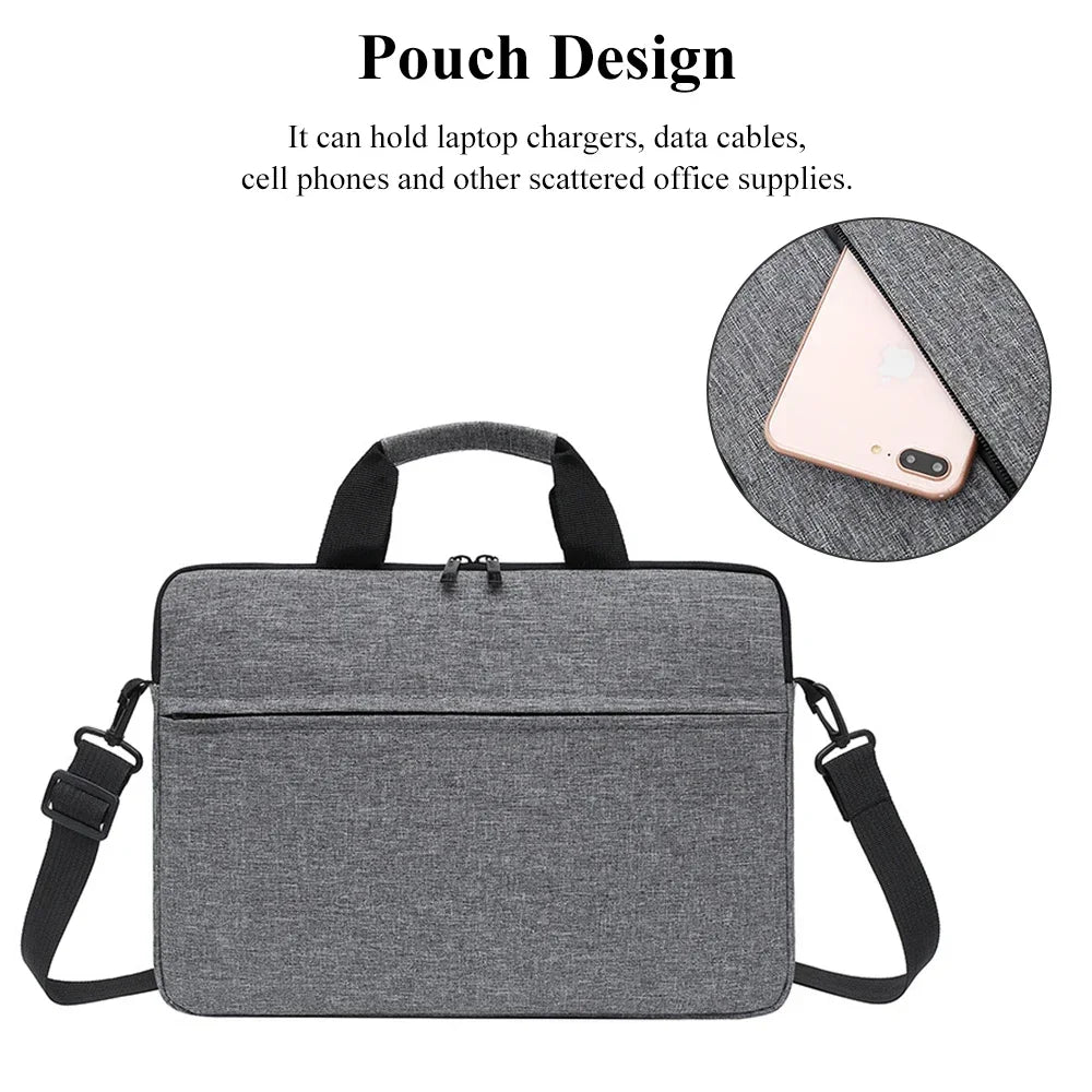 Water-Repellent Laptop Carry Case 13"-15" - Tablet Bag with Shoulder Strap