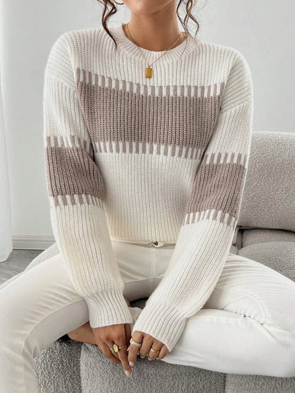 New Autumn and Winter Niche Knit Cardigan for Women, Designed in a Lazy Style, Khaki Straight-Cut Round-Neck Pullover, Casual and Elegant Autumn/Winter Top, Basic Versatile Style for Urban Commuting, Stylish and Fashionable C