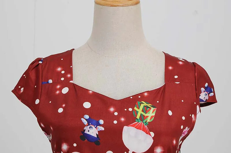 Women's Vintage-Style Printed A-Line Party Dress