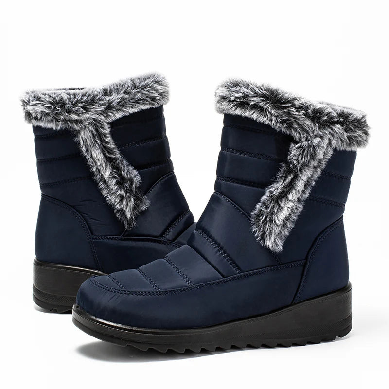 Thick Warm Long Plush Waterproof Snow Boots Women Winter 2025 Non Slip Soft Fur Ankle Boots Woman Plus Size 44 Cotton Shoes Mom