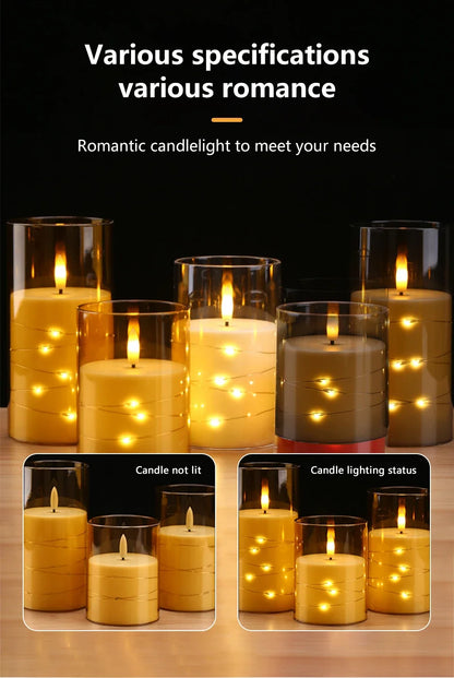 Candele a Pilastro LED Senza Fiamma con Telecomando e Timer | Set da 3 | Luci a Stella Integrate | 3 Colori